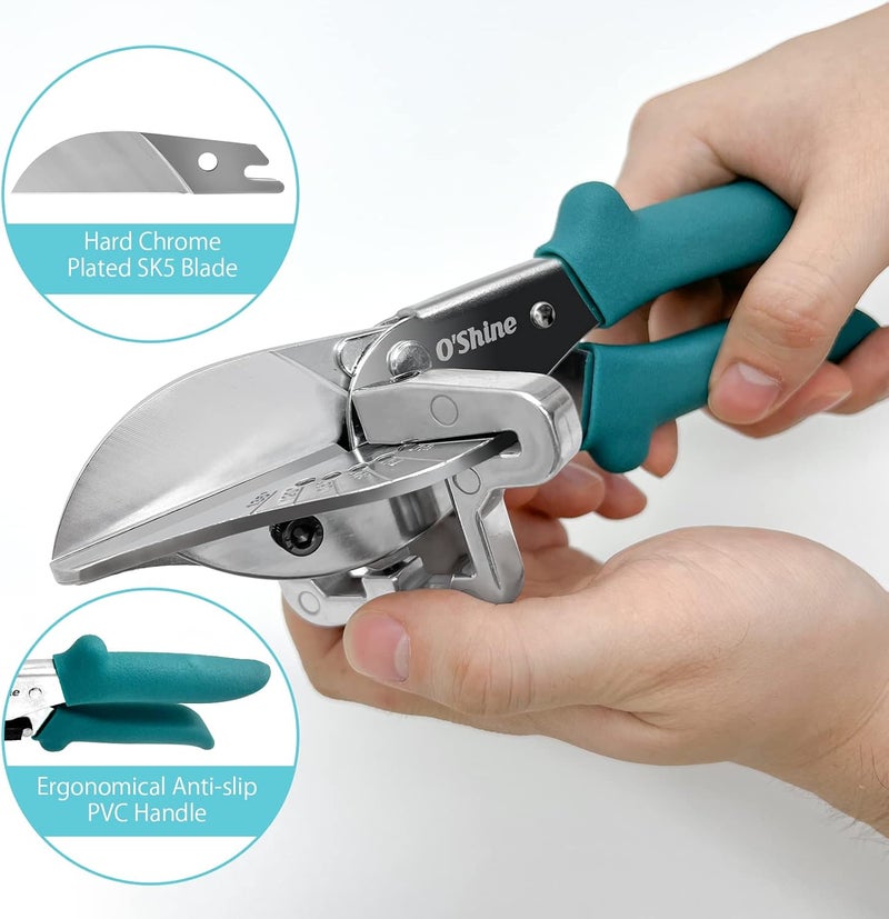 OSHINE O’Shine Miter Shears for Angular Cutting Molding Crafting,Shoe Molding Cutter Tool,45-135 Degree Multi Angle Trim Cutter Hand Tool for Soft Wood PVC, an Extra Blade with Sheath Included - Image 2